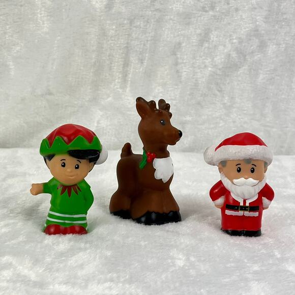 Fisher-Price Little People Christmas Train Santa Elf Reindeer 3-Car Holiday Set - Picture 3 of 8